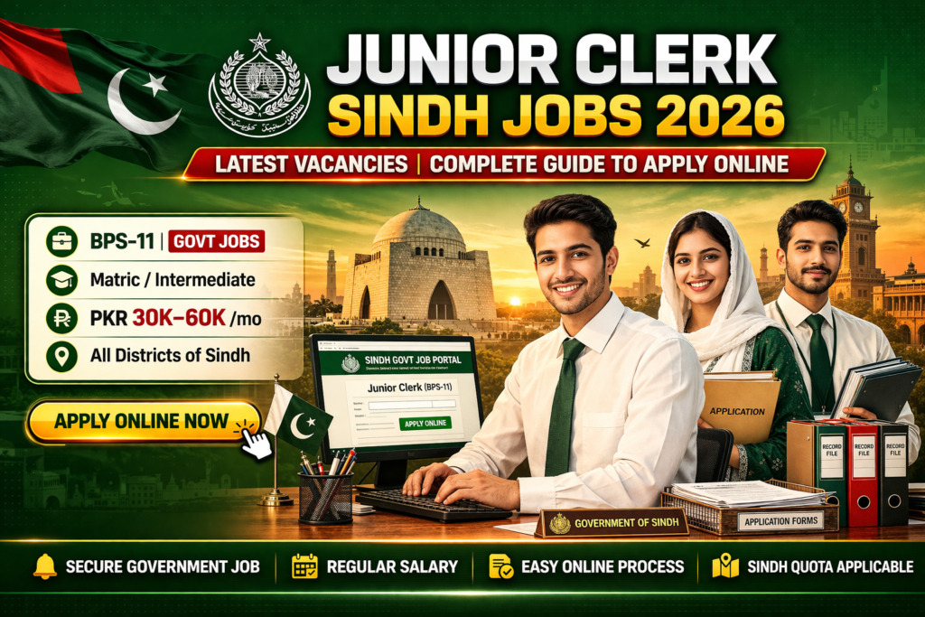 Junior Clerk Sindh Jobs 2026 – Latest Vacancies | Complete Guide to Apply Online